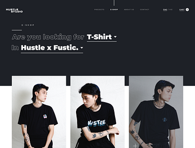 Hustle Studio E-Shop Page branding design e shop e shop page fashion brand flat illustration minimal product page ui ux vector web website