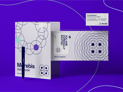 Morebis Notebook, invitation, Business Card, Pen brand design brand identity branding design icon identity illustration logo typography