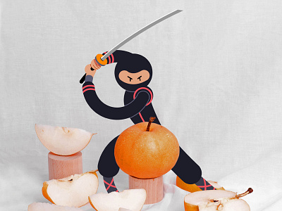 Fruit Ninja characterdesign digitalart flatcolor fruit graphicdesign illustration minimal ninja