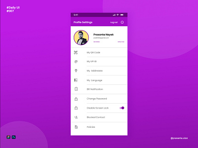 Profile Settings - DailyUi Challenge 007