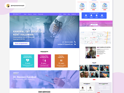 Kandpal ENT Hospital landing page UI design hospital website design landing page service ui design ui uiux user experience user interface ux web design website design