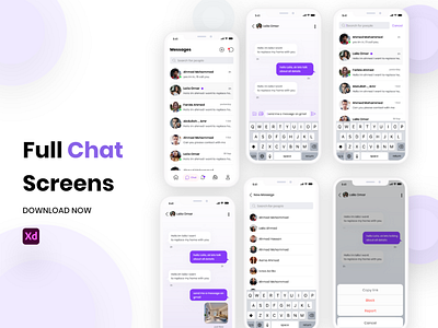 Full Chat Screens (with prototype) app chat ios messages ui ux xd