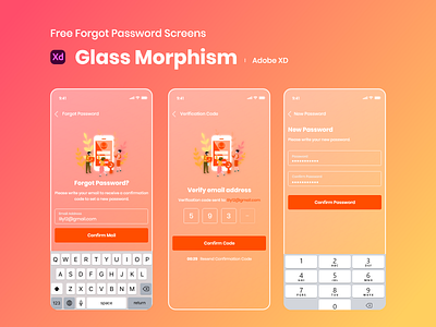 Forgot Password Screens (Glass Morphism)