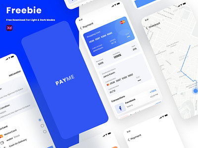 Free Payment App Screens (Light & Dark Modes) app dark mode payment app ui ui kit ux xd