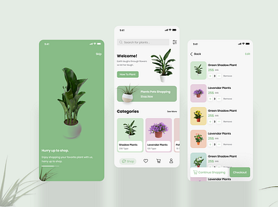 Plants Online Shopping app app design branding design ecommerce ui uiux ux xd