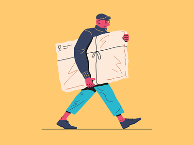 Artist on the move adress artist change character colorful colors flat illustration man moving painter painting vector walking