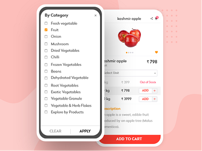 Categories and Sub-categories app application design fruit grocery illustration market mobile mobile app restaurant ui ux