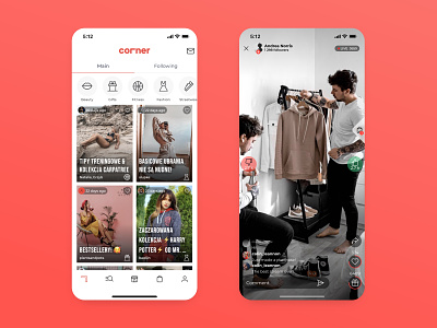 Corner | Ecommerce App With Livestreaming android app design ios mobile mobile ui ui