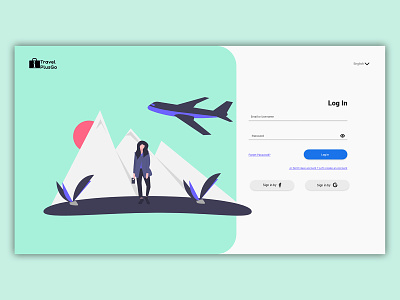 Login page for travel agency. Web UI