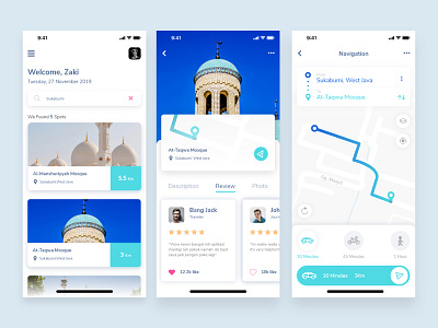 Exploration The Mosque app android app clean finder icon ios map maps muslim navigation simple travel ui ui ux design ux