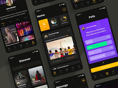 Social App Exploration app dailyui dark ui exploration ios simple social social app social media student ui