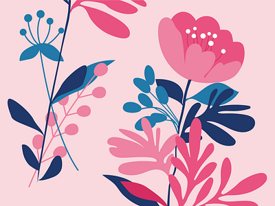 Flower 🌸 blue colour contrast design flat flat design floral flower flower illustration flowers illustration minimal pattern pink shapes simple vector vector art