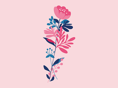 Flower 🌸 blue colors contrast design flat floral flower flower illustration flowers illustration illustrator minimal pattern pink shapes vector vector art