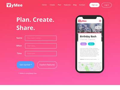 VyMee an app for social events design events app ui ux design