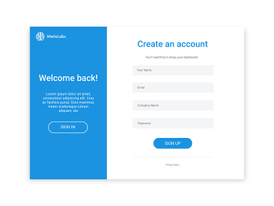 Sign Up Concept for Metis Labs dashboard design sign up ui ui ux design