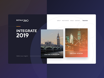 Integrate 2019 - Region Select Page design ui web