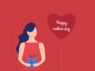 Happy mother's day ballon heart illustration illustrator mother mothersday red women