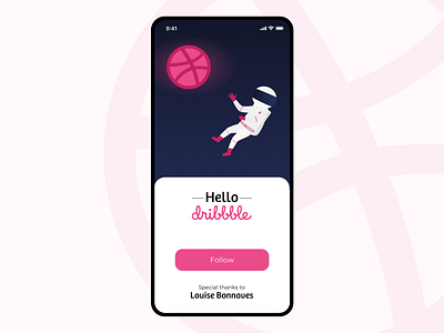 Hello Dribbble ! app astronaut design hello illustration space