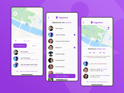 Togethere - Concept app to meet your friends application concept delays design friends gps tracker map meetings mobile mobile app design ui ux