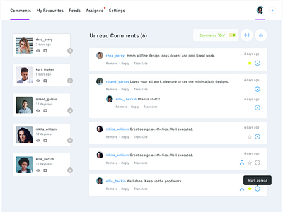 Comments Tracker- UI design flat ui ux web website