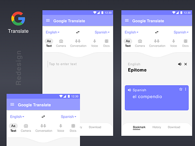 Google Translate-Redesign concept googledesign googletranslate mobileux redesign translate ux uxui design