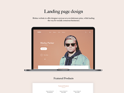 Brittee-Landing page concept concept design design eyeglasses sunglasses ui uidesign ux uxdesign web webdesign website design