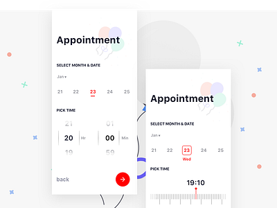 Appointment- Concept Design app appointment booking color confirmation date dropdown interaction ios month online scroll scroller style styleguide success time ui ux