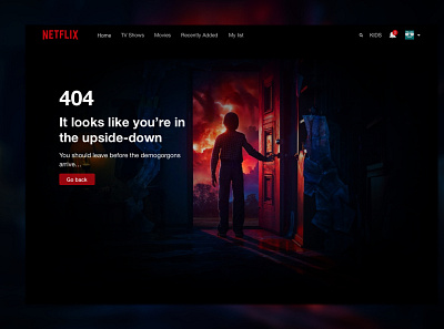 Netflix Error 404 Stranger Things version 404 404 page design error 404 error 404 page error page netflix stranger things tv show ui ui design ux ux design web design