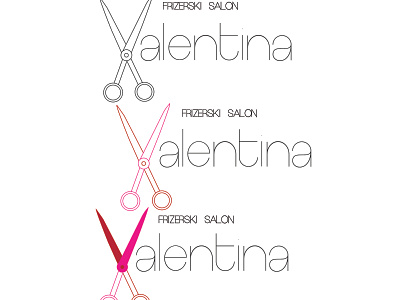 Logo black and white logo pink scissors typography