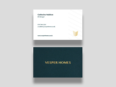 Vesper Homes - Business Card Proposal branding business card foil gold home identity logo minimalist real estate simple stationery