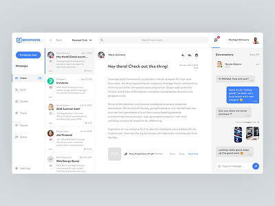 Dropnote - Email App Concept app chat concept conversation desktop email inbox interface messages mobile ui ux
