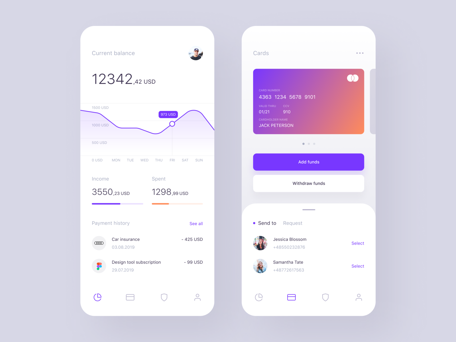 Finance App by Mateusz Nieckarz on Dribbble