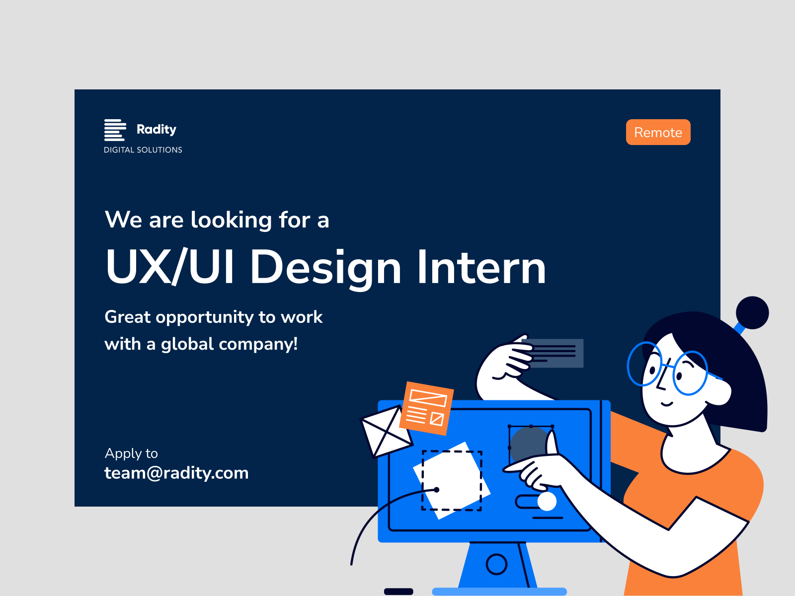 We are hiring a UX/UI Design Intern! by Radity on Dribbble