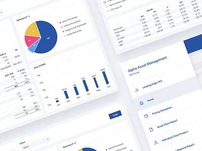 Axis - Reports, CFO Landing, Menu Pages