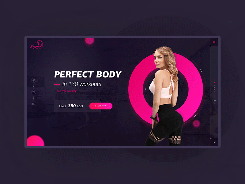Online Trainings motion after effect gif body building courses workout training website uiux creative fullscreen concept web-mosaica web-design