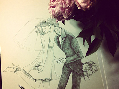 Sketch drawing illustration pencil wedding
