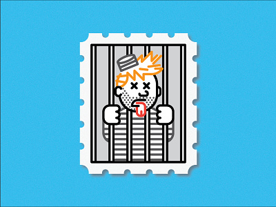 Greetings From Prison bars jail linework person prison prisoner stamp