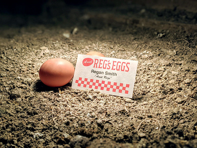 Aunt Reg's Eggs biz card badge business card illustration lettering logo type