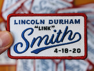 Lincoln Durham birth announcement badge birth announcement branding design lettering logo patch typography