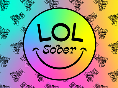 LOL Sober avatar badge branding design gradient identity illustration lettering linework logo sobriety social media type vector