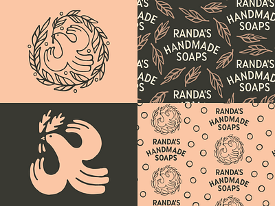 Randa's Bird badge bird brand branding design identity linework logo pattern script soap