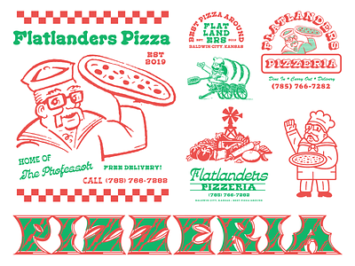 The Professor badge branding design food illustration lettering linework logo packaging pizza restaurant t-shirt type