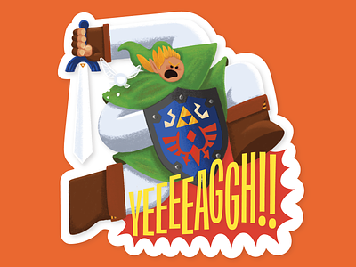 That sound Link makes illustration link n64 nintendo sticker zelda