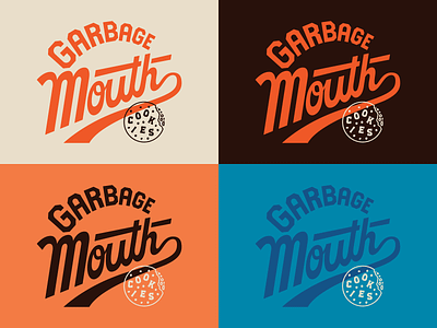 Garbage Mouth script badge brand branding cookie custom design food identity illustration lettering linework logo script type vector