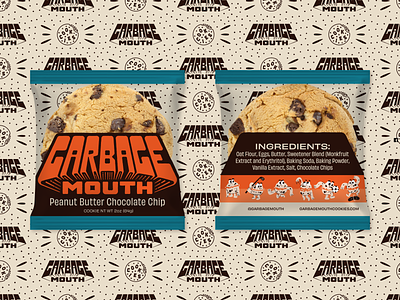 Garbage Mouth cookie sleeves badge brand branding cookie design food identity illustration lettering linework logo packaging sleeves type