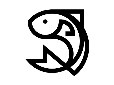 Fish family crest illustration linework logo shape skillshare thicklines