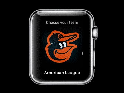 Choose Your Team animation apple watch baseball mlb product ui ux