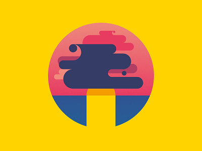 Sunset clouds icon shapes