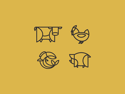 Animal Icons animals branding chef geometic icon set icons illustration linework