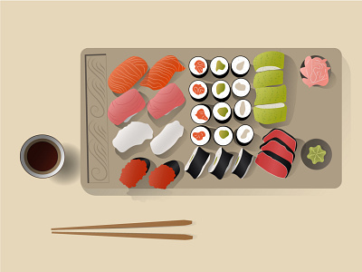 Sushi illustration art asian asian food dinner dribbble flat food graphic graphicillustration illustration lunch sushi sushi roll sushiillustration
